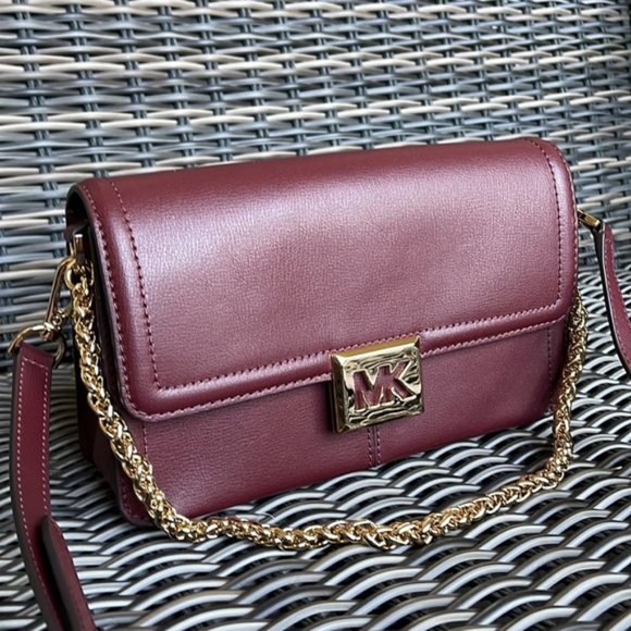 Michael Kors Sonia Medium Leather Shoulder Bag Merlot - Picture 1 of 16